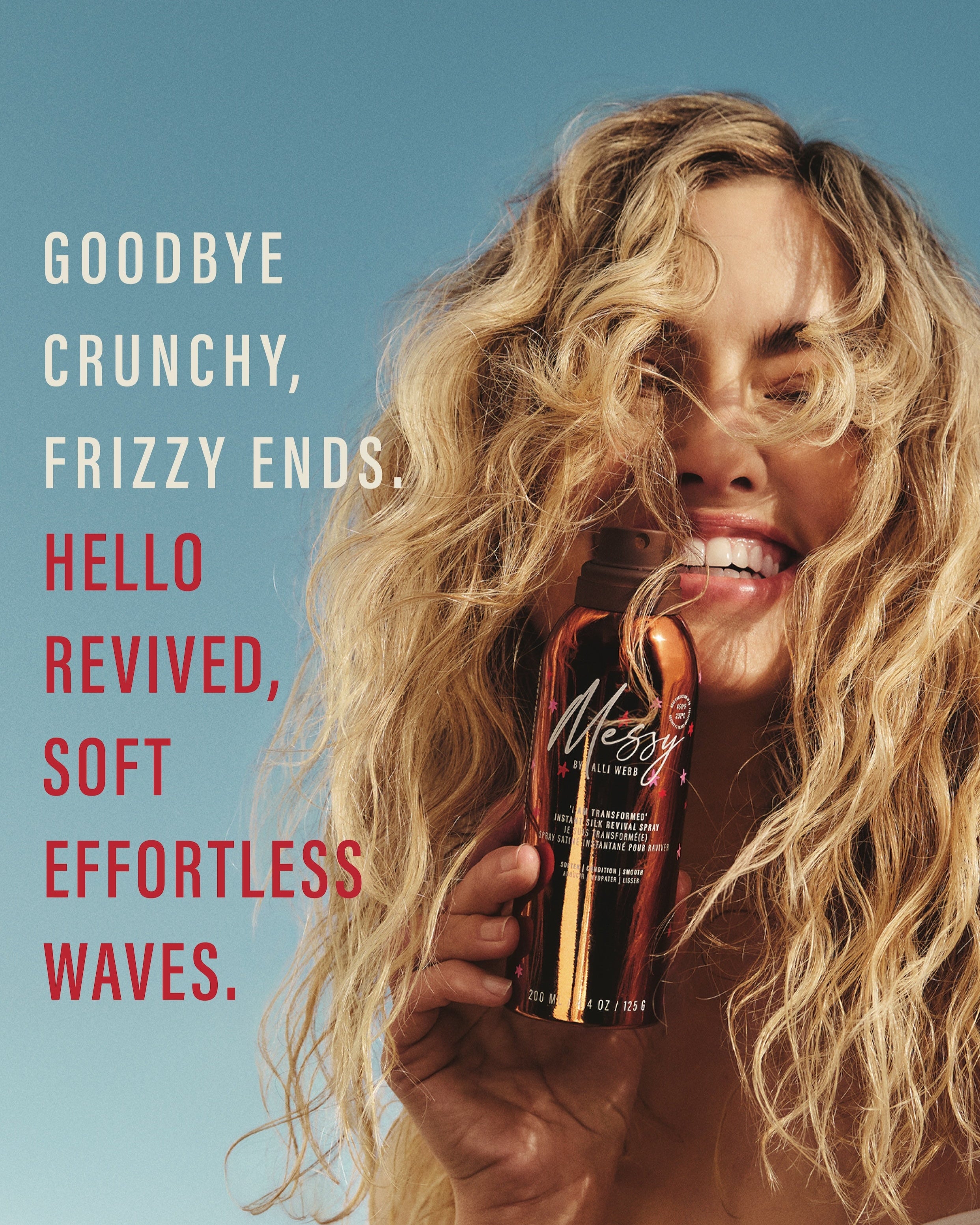 Goodbye crunch, frizzy ends. Hello revived, soft, effortless waves